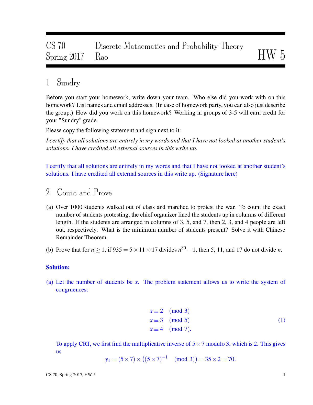 Preview of CS 70 Discrete Mathematics and Probability Theory Spring 2017 Rao